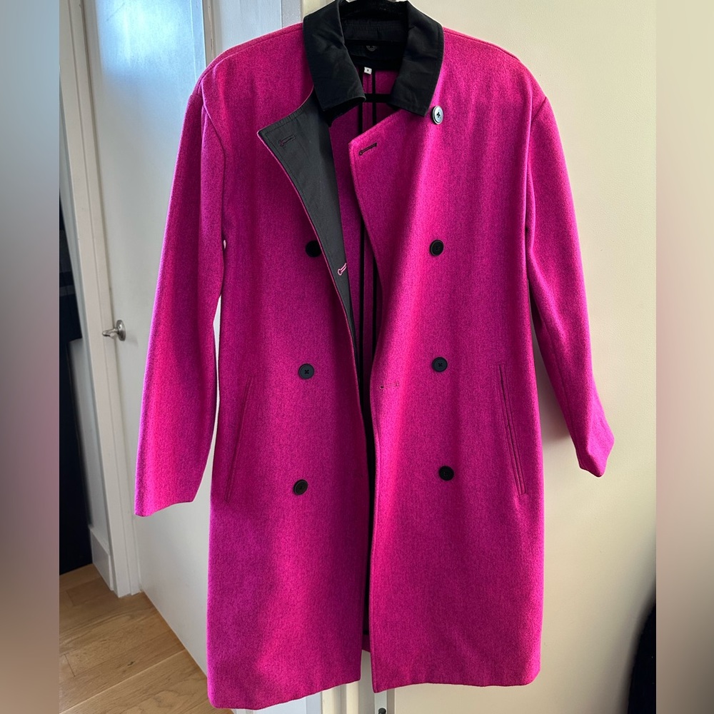 Opening Ceremony Pink & Black Wool Coat, Size 0